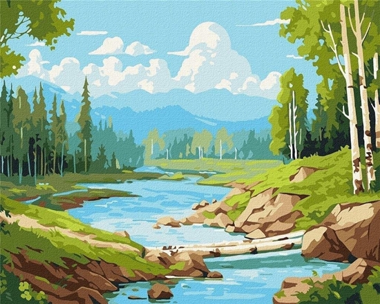 Picture of Norimpex Malowanie po numerach - W brzozowym gaju 40x50cm