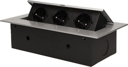Attēls no Orno Gniazda wpuszczane w blat 3x250V AC z paskim rantem czarne (OR-AE-1371/B)