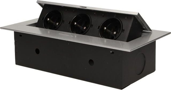 Picture of Orno Gniazda wpuszczane w blat 3x250V AC z paskim rantem czarne (OR-AE-1371/B)