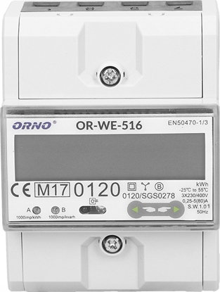 Picture of Orno Licznik energii elektrycznej Orno OR-WE-516 3-faz Port RS-485 Din TH-35mm biay