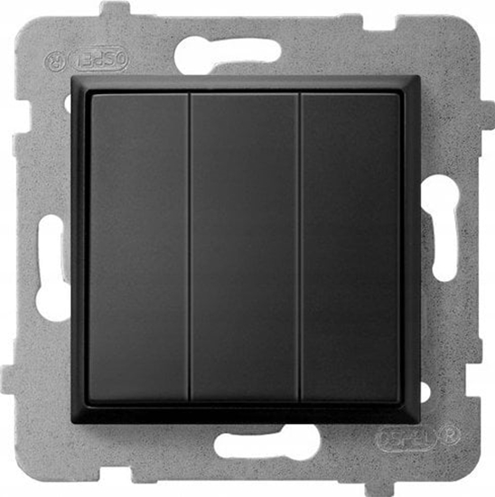 Picture of Ospel Przycisk Ospel Aria P-24U/m/33 podtynkowy zwierny potrójny 10AX 250V IP20 czarny metalik