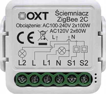 Attēls no OXT Modu OXT mini ciemniacz 2 obwody ZigBee TUYA