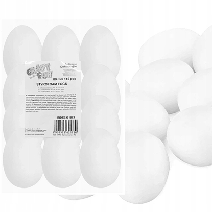 Attēls no OZDOBA WN JAJKA STYROP 80MM 12SZT FOL 8/64