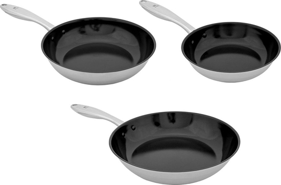 Изображение Patelnia Shiori Shiori Stainless Steel 304 zestaw patelni z powok ceramiczn indukcja 20 cm, 24 cm, 28 cm