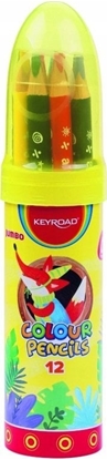 Picture of PBS Connect Kredki oówkowe KEYROAD, jumbo, trójktne, 12 kolorów w metalowej tubie w ksztacie rakiety