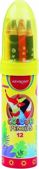 Picture of PBS Connect Kredki oówkowe KEYROAD, jumbo, trójktne, 12 kolorów w metalowej tubie w ksztacie rakiety