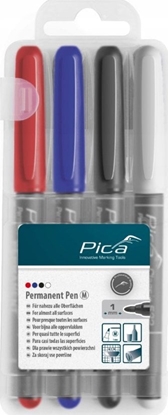 Attēls no PICA Zestaw 4 markerów permanentnych precyzyjnych kolory: czarny, czerwony, niebieski, biay