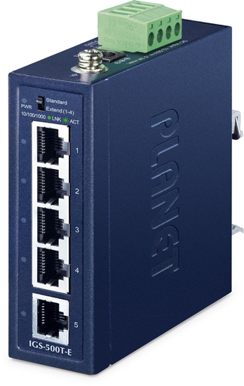 Picture of PLANET IGS-500T-E cza sieciowe Nie zarzdzany Gigabit Ethernet (10/100/1000) Niebieski