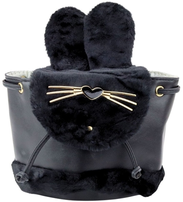 Picture of Plecak Dziecicy Pluszowy Uszy Regulowany Pasek Czarny 22cm 4L LEAN