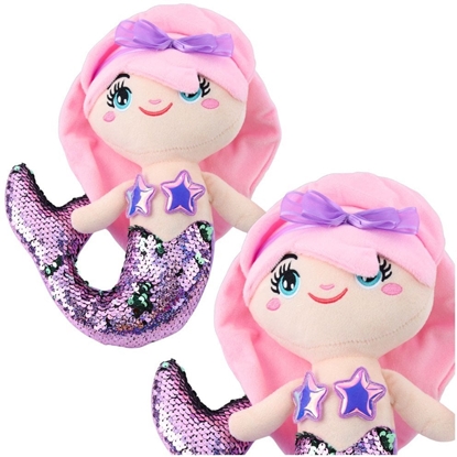 Attēls no Pluszowa Syrenka Przytulanka Ogon W Cekiny Dwukolorowe Fioletowa 28cm LEAN Toys