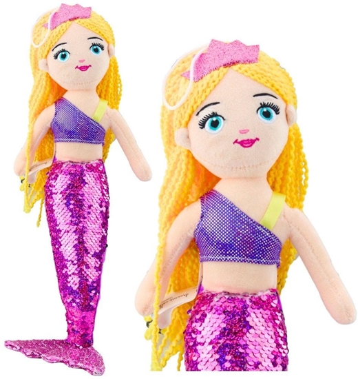 Picture of Pluszowa Syrenka Przytulanka Ogon W Cekiny Fioletowa 48cm LEAN Toys
