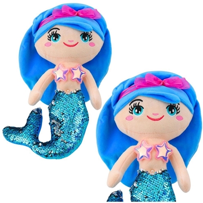 Picture of Pluszowa Syrenka Przytulanka Ogon W Cekiny Niebieska 30cm LEAN Toys