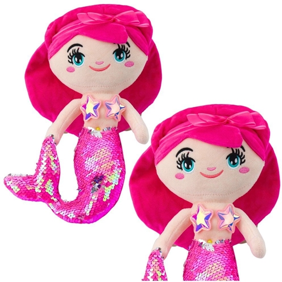 Picture of Pluszowa Syrenka Przytulanka Ogon W Cekiny Róowa 30cm LEAN Toys