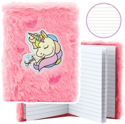 Picture of Pluszowy Notatnik W Linie Jednoroec Holograficzny Róowy A6 80 Kartek LEAN