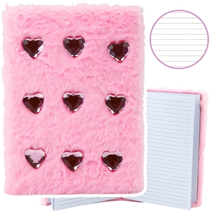 Attēls no Pluszowy Zeszyt Notatnik W Linie Krysztaowe Serca Róowy A5 80 Kartek LEAN