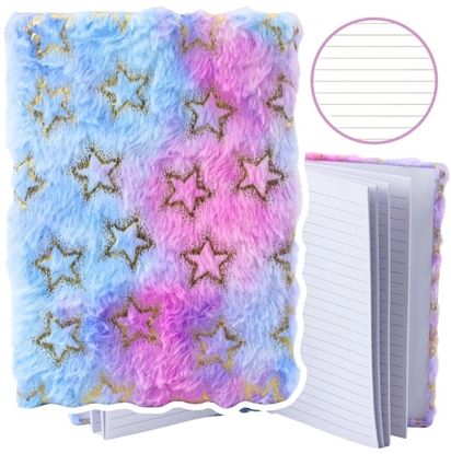 Attēls no Pluszowy Zeszyt Notatnik W Linie Zote Gwiazdki Pastelowy A5 80 Kartek LEAN