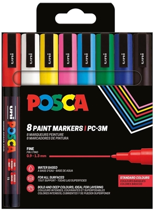 Picture of POSCA PC-3M 8stk Basis Farver
