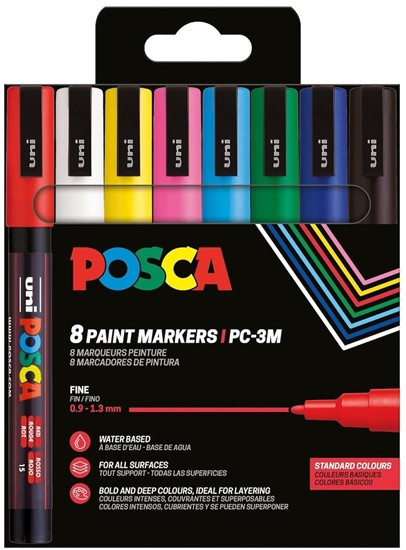Picture of POSCA PC-3M 8stk Basis Farver