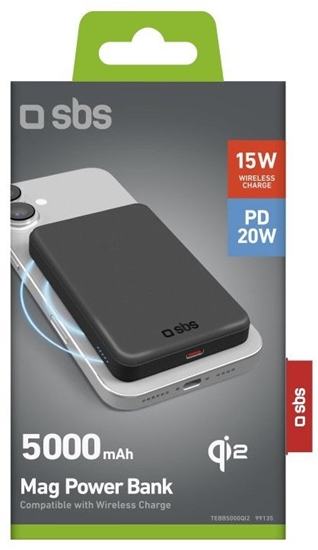 Picture of Powerbank SBS Mag Power Qi2 5000 mAh kompatybilny z MagSafe - czarny
