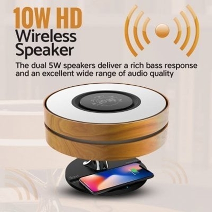 Attēls no Promate Mirth 3in1 / Night Lamp / Bluetooth speaker 10W / Qi Wireless charging / LED Clock