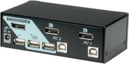 Picture of Roline KVM Switch, 1 User - 2 PCs, DisplayPort, with USB Hub