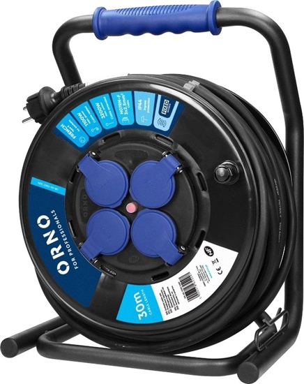 Изображение Przeduacz bbnowy profesjonalny IP44, 4 gniazda 2P+Z (schuko), kabel gumowy olejoodporny, H07RN-F 3x2,5mm?, dugo 20m, unika