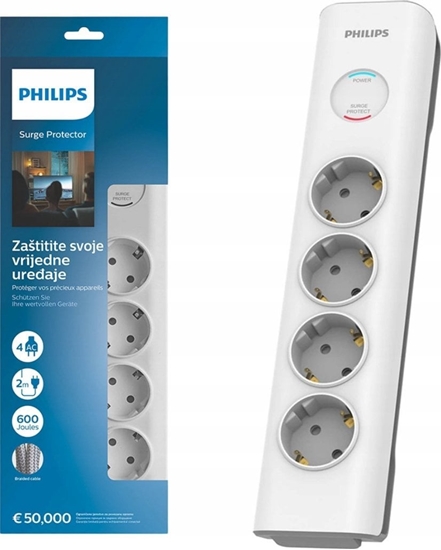 Picture of PRZEDUACZ SIECIOWY PHILIPS LISTWA ZASILAJCA BIAA 4 GNIAZDA SCHUKO 2M SPN7040WA/58