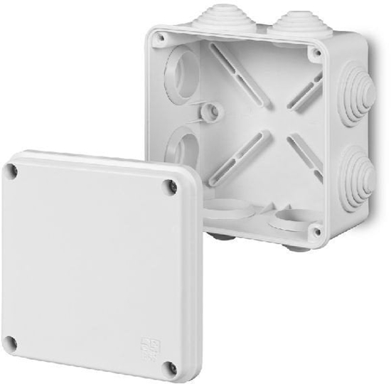 Picture of Puszka natynkowa Elektro-plast Nasielsk EP-LUX 0243-10 118X118X68mm 8-wylotowa bez wkadki IP55 odgana hermetyczna biaa