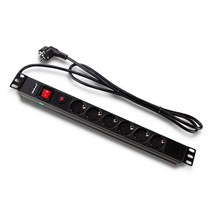 Изображение Qoltec RACK 19''  16A  1U  PDU  6xSCHUKO  2m - 53993