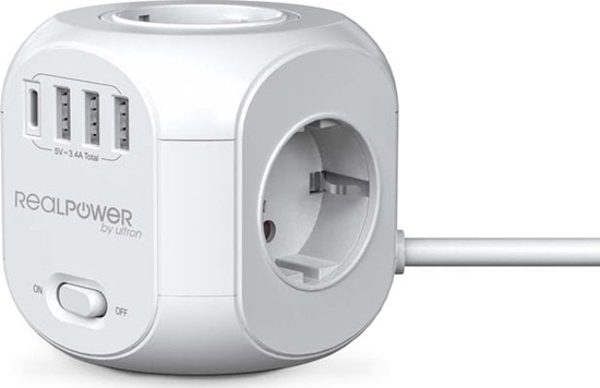 Picture of Realpower RealPower Steckdosenwürfel PowerBox 431 + 3xUSB-A / 1xUSB-C