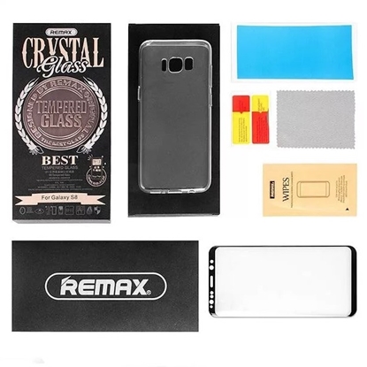 Picture of Remax Crystal 2in1 Komplekts Melns Pilna izmēra 0.2mm Aizsargstikls + Caurspīdīgs 0.3mm maks-apvalks Samsung G955 Galaxy S8 Plus / S8+