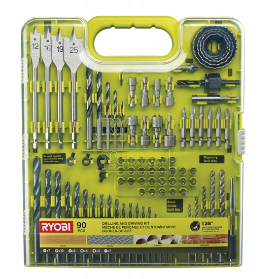 Изображение Piederumu komplekts Ryobi RAKDD90; 90 gab.