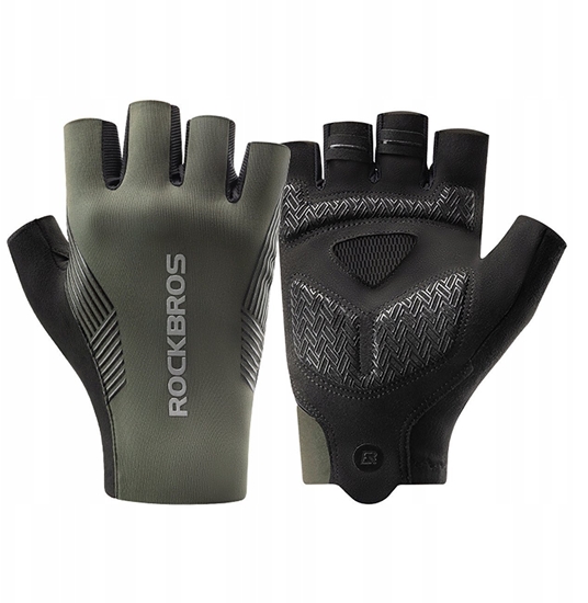 Изображение Rkawiczki rowerowe Rockbros wiosna/lato/jesie, krótkie palce, rozmiar: M - zielone