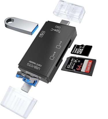 Attēls no RoGer OTG USB-C/USB/microUSB Cardreader TF / SD + USB 2.0