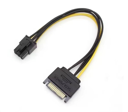 Attēls no RoGer SAPCIE6P 15pin SATA Power to 6pin PCIe Adapter Cable for GPU / 20cm