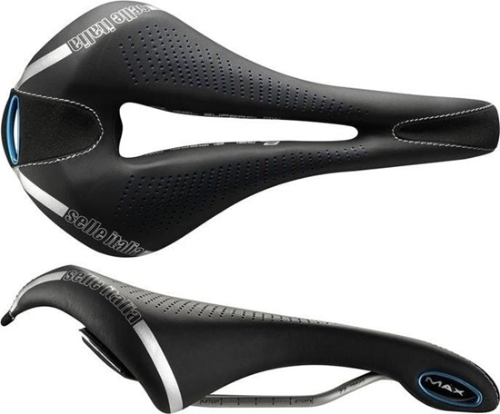 Изображение Selle Italia Siodo SELLE ITALIA MAX FLITE E-BIKE GEL SUPERFLOW L (id match - L3) TI 316 Tube 7, fibra-tek - Mokka, 320g czarno-niebieski (NEW)