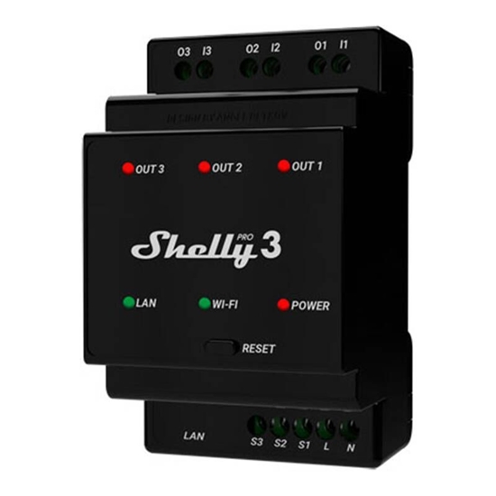 Picture of Shelly DIN Rail Smart Switch Shelly Pro 3 with dry contacts, 3 channels