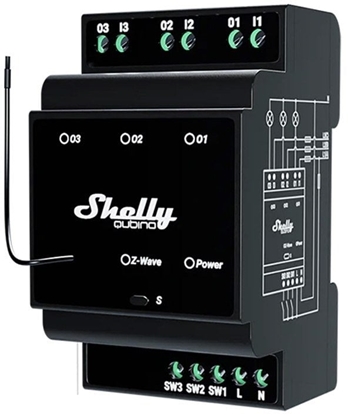 Attēls no Shelly Relais "Wave" Hutschiene Pro 3 Relais max. 48 A 3 Phasen 3x 16A Z-Wave