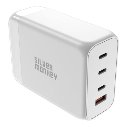 Attēls no Silver Monkey Silver Monkey SMA156 200W GaN charger 3x USB-C PD USB-A QC 3.0 with detachable power cable - white