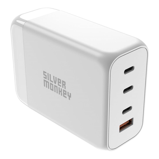 Picture of Silver Monkey Silver Monkey SMA156 200W GaN charger 3x USB-C PD USB-A QC 3.0 with detachable power cable - white