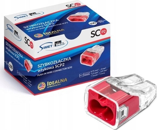 Изображение Simet Szybkozczka wciskana do drutów 2x 0,75-4mm2 32A Simet Ideal SCP2 88000001S transparentna/czerwona