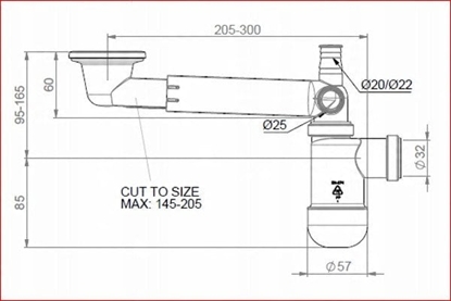 Attēls no Syfon Prevex Syfon Preloc Umywalkowy Bidetowy, Fi 32, z przyczem do pralki, klik-klak