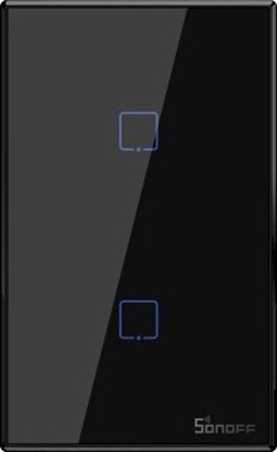 Picture of Sonoff T3US2C - 2-gang Wi-Fi Smart Wall Switch US - Black