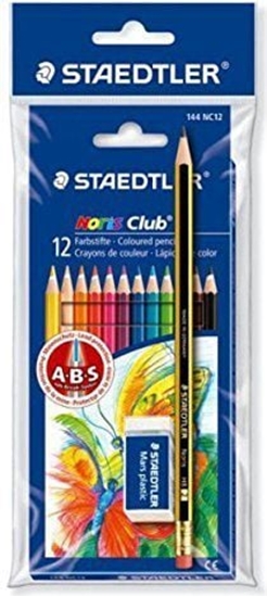Изображение Staedtler Kredki oówkowe 12 kolorów Noris Club + gumka, oówek