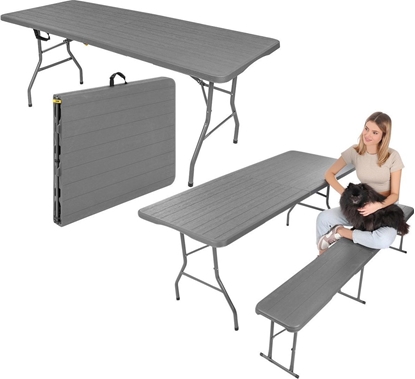 Attēls no STÓ CATERINGOWY SKADANY W WALIZK 180x74CM MAX.100KG WOODLAND DESKA CIEMNY SZARY