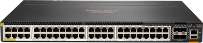 Изображение Switch HP HPE Aruba 6300M - Switch - L3 - managed - 48 x 100/1000/2.5G/5G (PoE+) + 4 x 1 Gigabit / 10 Gigabit / 25 Gigabit / 50 Gigabit SFP56 (Uplink / Stacking) - Front und Seite zu Hinterseite - an Rack montierbar - PoE+ (2880 W)
