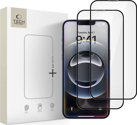 Picture of SZKO HARTOWANE TECH-PROTECT GLASS FIT+ 2-PACK IPHONE 16E BLACK