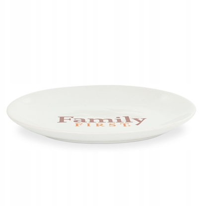 Изображение Talerzyk, dla kota, biay, nadruk Family First, ceramiczny 18x15cm