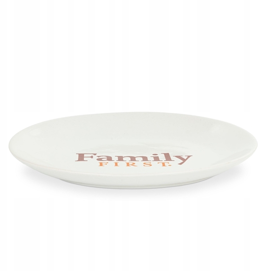 Изображение Talerzyk, dla kota, biay, nadruk Family First, ceramiczny 18x15cm