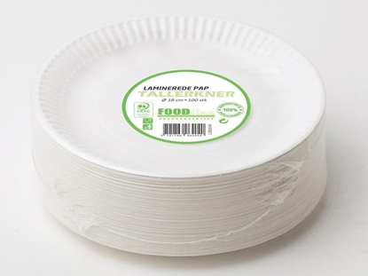 Attēls no Tallerken pap lamineret 18cm 100stk/pak - (100 stk.)